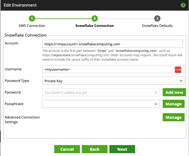 How To: Add a private key to a Snowflake Environment